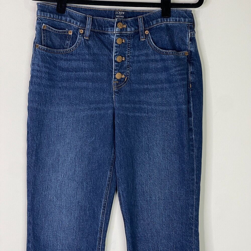 J. Crew High-Rise Button-Fly Straight Jeans in Medium Blue - Picture 4 of 9